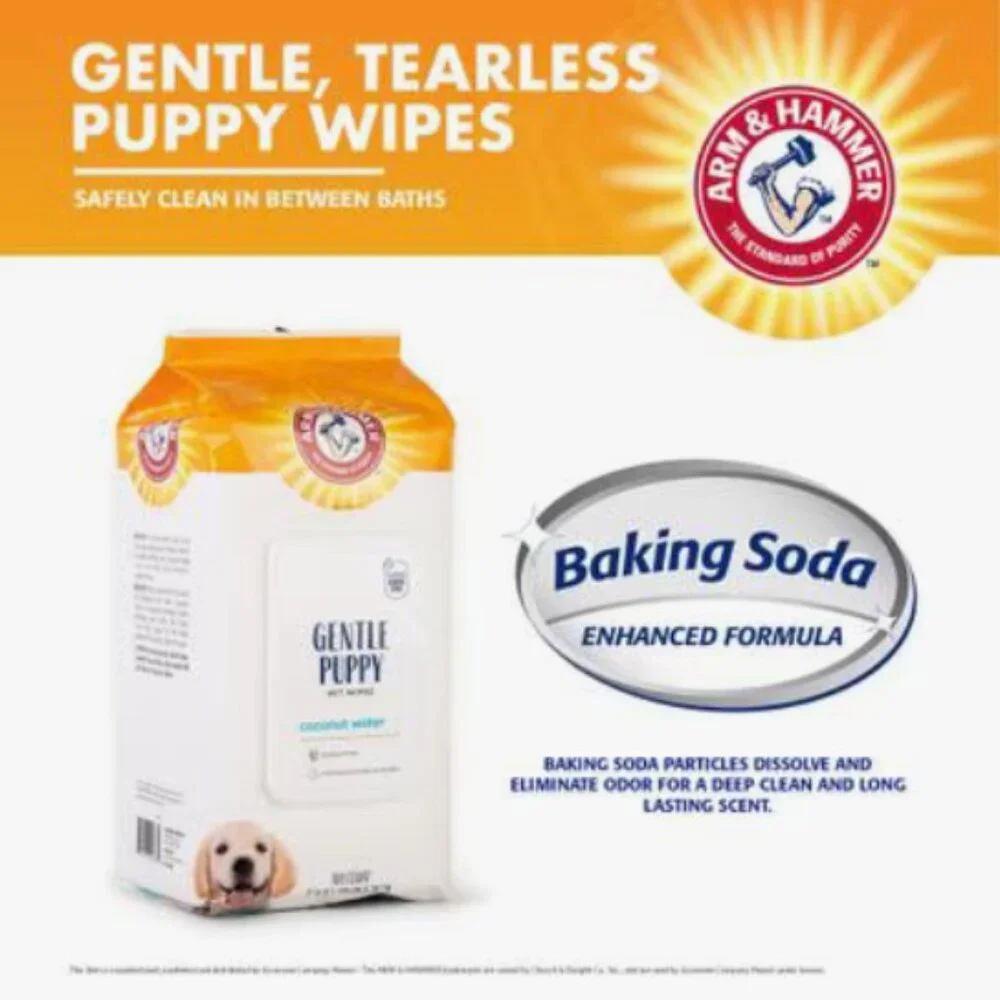 New & Unopened Package oArm & Hammer Coconut Water Gentle Puppy Wipes, 100 count